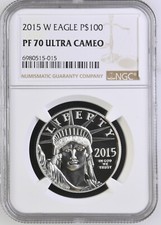 2015 W $100 1 Oz 9995 PLATINUM American EAGLE Proof Coin NGC PF70 UCAM KEY DATE 4349.99 per troy oz