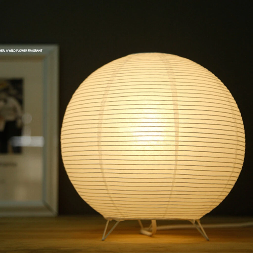 Nordic Paper Lantern Table Lamp Living Room Bedroom LED Decor Light Round