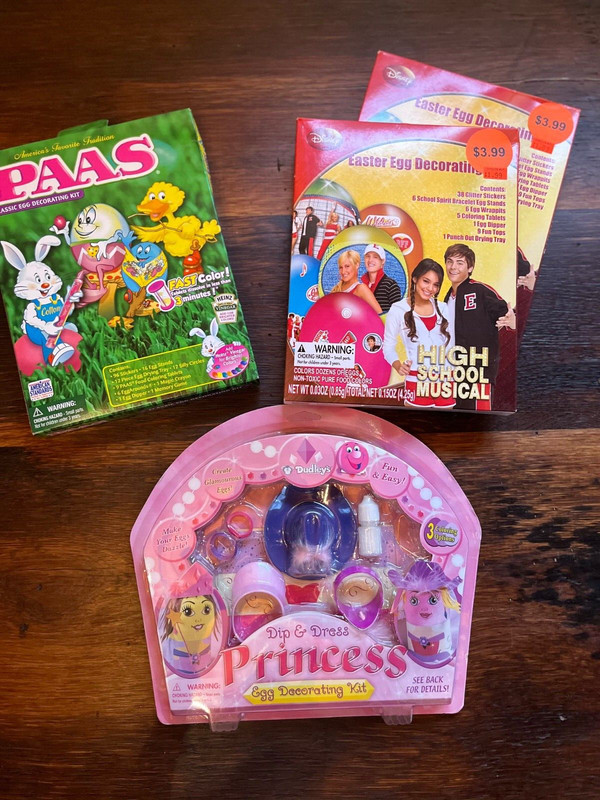 LOT of Vintage Egg Decorating Kits. High School Musical and Fancy Face kits