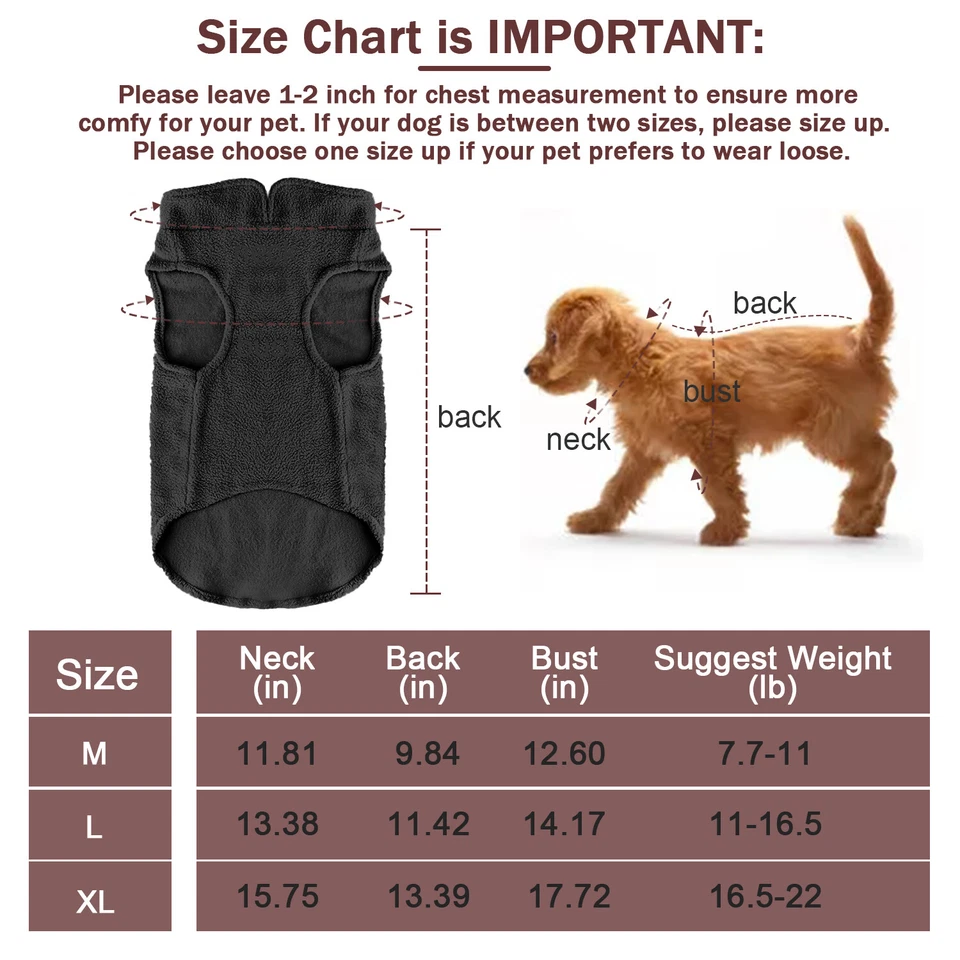 Cálido Chaleco de Vellón para Perros Suéter Ropa de Invierno Chaqueta Pequeño Mediano Mascota Abrigo Ropa Foto 2 de 4