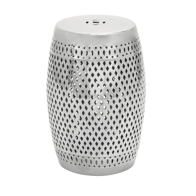 Deco 79 Lyra Ceramic Garden Stool Silver For Deco 79 Lyra Ceramic Garden Stool, Silver Garden Stool