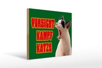 Holzschild Spruch 40X30 Cm Vorsicht Kampfkatze GrüN. Holz Deko Schild