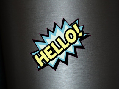 1 x sticker Hello hello salute Ciao greeting comic font tuning sticker decal fun