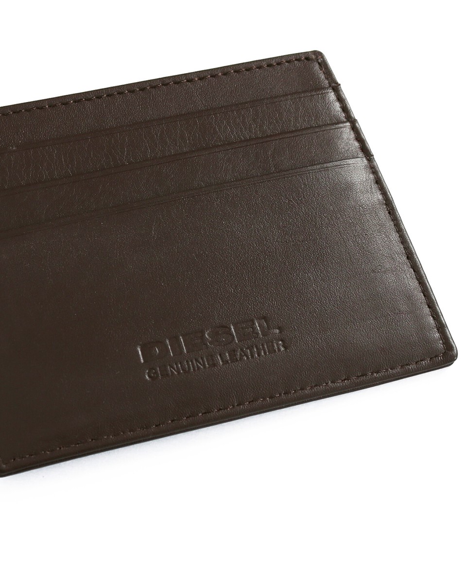 Diesel Mens Real Leather Credit Card Holder Etui Wallet Brown