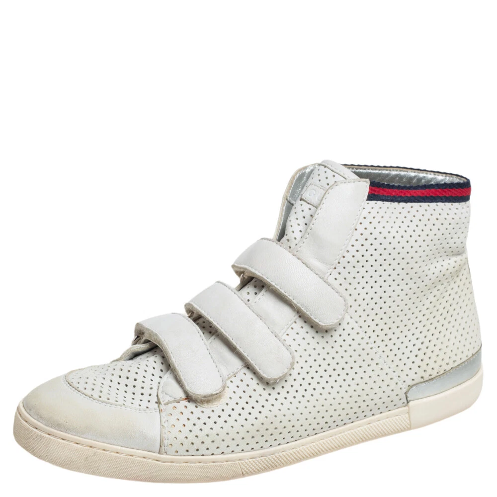 Baskets hautes en cuir blanc Gucci taille 36,5