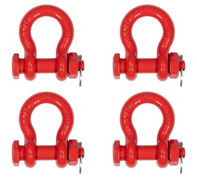 4Pcs 1/2'' Anchor Shackle Forged Carbon Steel w/Safety Screw Pin 4,000lbs WLL