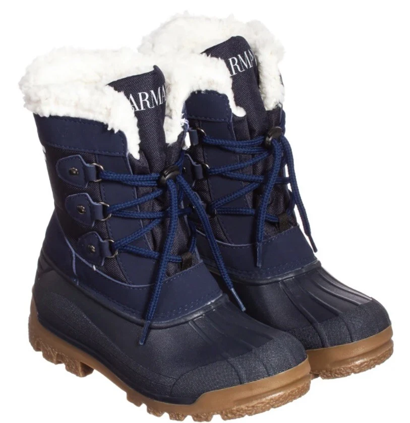 Botas de nieve aisladas Armani Junior UNISEX azul marino TALLA 31/32 EE. UU. TALLA 1-1,5 Foto 2 de 4