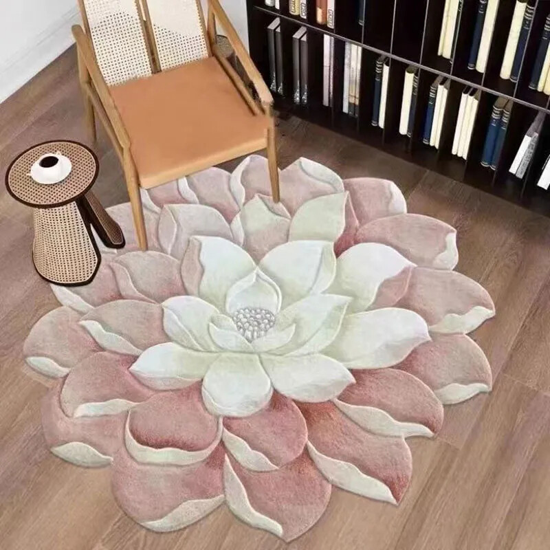 Flower Floor Mat Pink 2枚 Cherry Blossom Pink Floral Rug: Non-Slip Carpet for Living