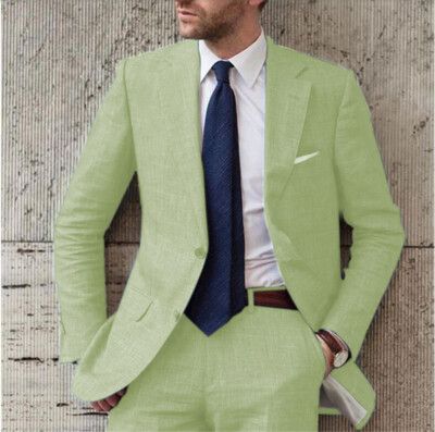 Leichter Herren-Blazer Aus Baumwoll-Leinen – Sommerjacke Mit Schmaler Passform, 2 Knöpfen & Taschen Für Business, Hochzeit & Party