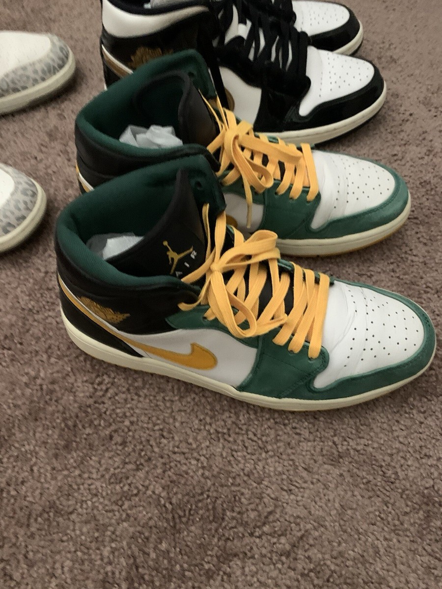 2013 Nike Air Jordan 1 Mid Retro Seattle Super Sonic Green Size