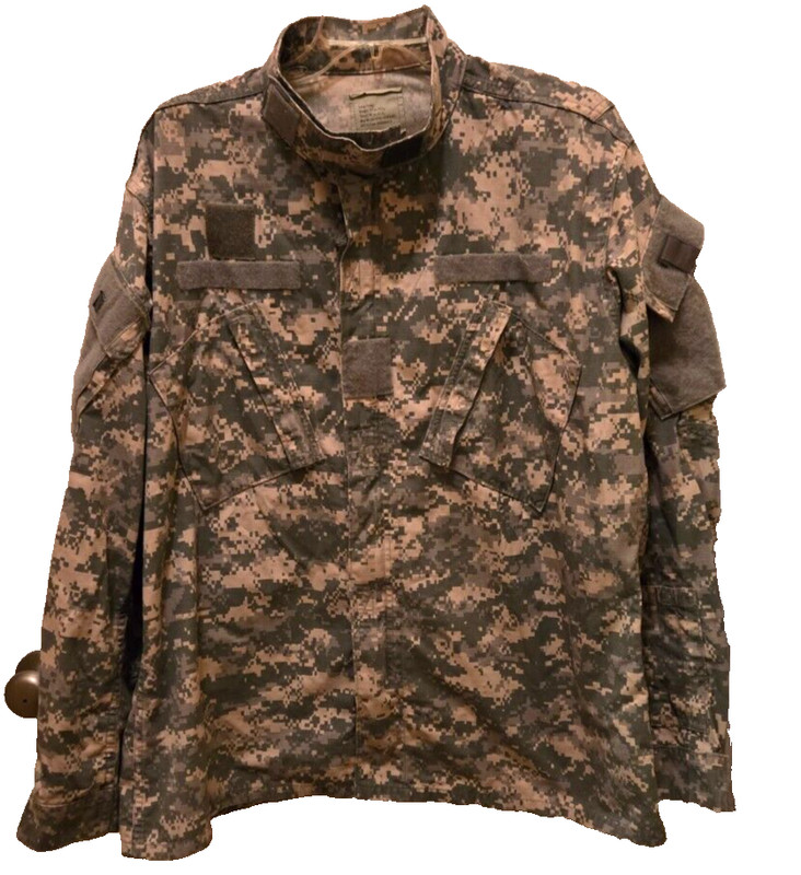Military Zippered Shirt Jacket Mens Size Large Long 8090/0414 Green Digital Camo