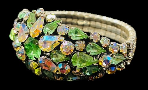 Vintage Signed VENDOME Aurora Borealis Prong Set Glass Rhinestone Bracelet - Picture 4 of 12