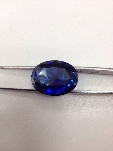20X15MM Faceted Oval Large Facet Loose Dark Blue Lab Created Corundum 1 PCS - Picture 2 of 4
