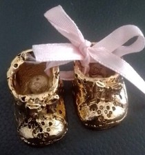 Pair Gold Plated Baby Boots Ornament Gift Keepsake 110gm 