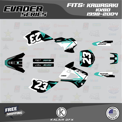 Graphics Kit for KAWASAKI KX 80 (1998-2004) Evader Series - Turquoise