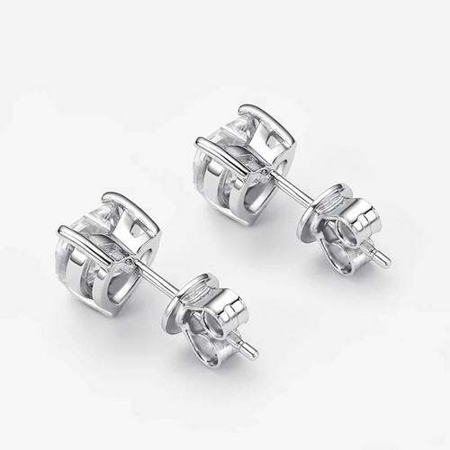 4CT Heart Cut Moissanite Stud Earrings 925 Sterling Silver 14K White Gold Plated - Picture 6 of 10
