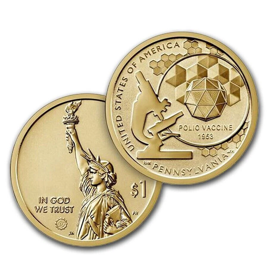 🇺🇸 2019-D NGC MS-66 PENNSYLVANIA AMERICAN INNOVATION DOLLAR Polio Vaccine - Image 3 of 3