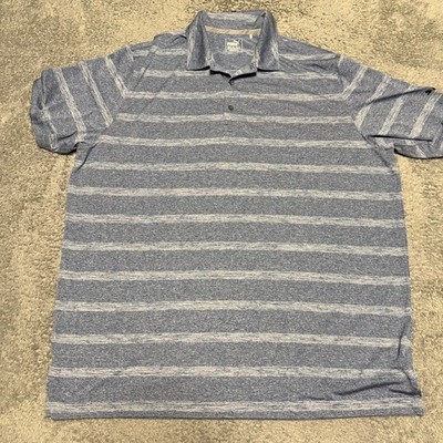 Puma Polo Golf Shirt Mens XXL Blue Striped Performance Dry Cell