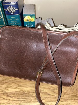 Coach Vintage Sutton Zip Crossbody Bag Leather Brown
