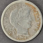1908 O New Orleans Mint Barber Dime