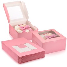 24 Pcs Cake Boxes with Window 10 x 10 x 5 Inches Cookie Bakery Dessert Boxes Squ