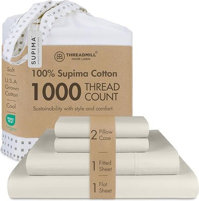 Threadmill Supima Cotton Queen Sheet Set 1000 Thread Count 4 Piece