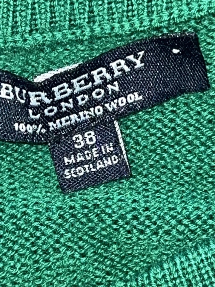 Cardigã Feminino Vintage Burberrys London Kelly Verde Lã Merino 38 - Imagem 4 de 4