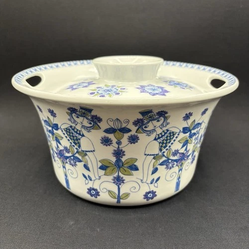 Figgjo Flint Lotte Turi Design Norway Blue Porcelain Casserole Lid Silkscreen