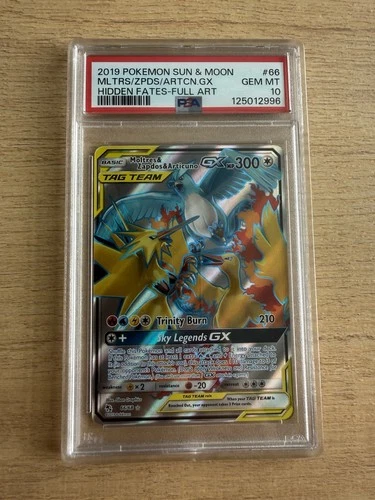 2019 Pokemon SM Hidden Fates #66 Moltres Zapdos Articuno GX PSA 10