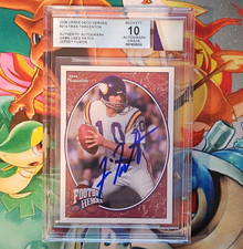 Upper Deck 2008 Football Heroes Fran Tarkenton #214 Auto Patch Vikings BGS 10