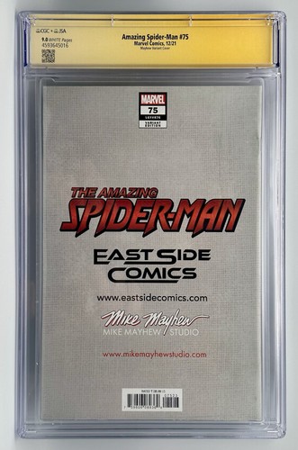 *Firmato* Amazing Spider-Man #75 Mayhew Variant con certificato di autenticità (2021) CGC X JSA 9.0 - Foto 2 di 9