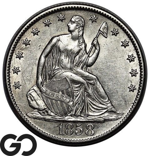 1858-O Seated Liberty Half Dollar, Choice Uncirculated