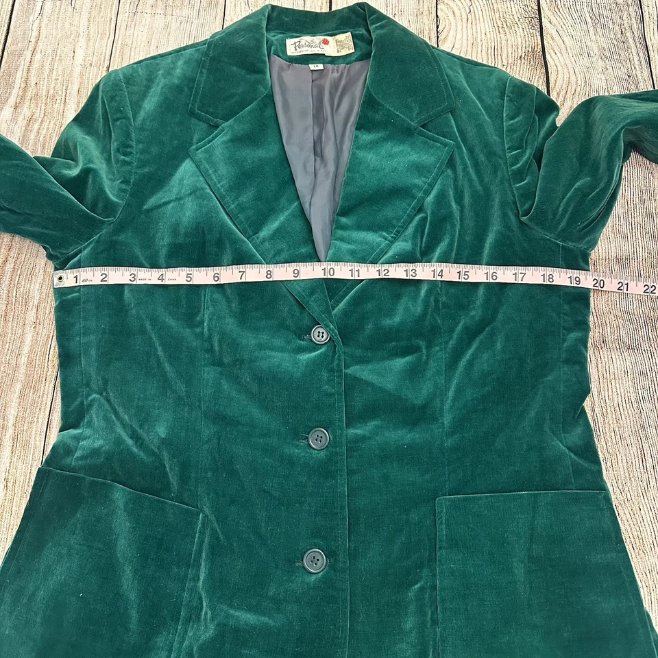 Винтажный бархатный женский блейзер размер большой 16 изумрудно-зеленый Academia опрятный косплей - Изображение 2 из 4