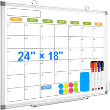 24" X 18" Magnetic Monthly Dry Erase Whiteboard Calendar for Wall