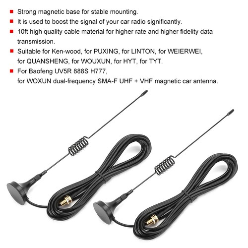 2x Mobilna antena samochodowa Wzmacniacz sygnału Anteny do UV-5R 8W FY - Zdjęcie 3 z 13