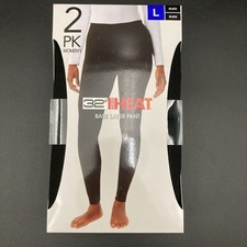 32 Degrees Heat Women's 2-Pack Base Layer Pants-Black-Size L-NIB