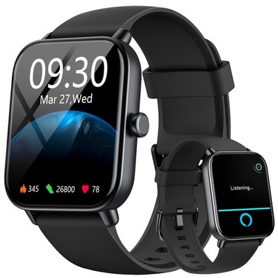 aeac Smart Watches for Men Women Answer/Make 1.8'' HD Touch Screen, Black 