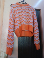H&M Damen Pullover Baumwolle Zickzack Orange/...