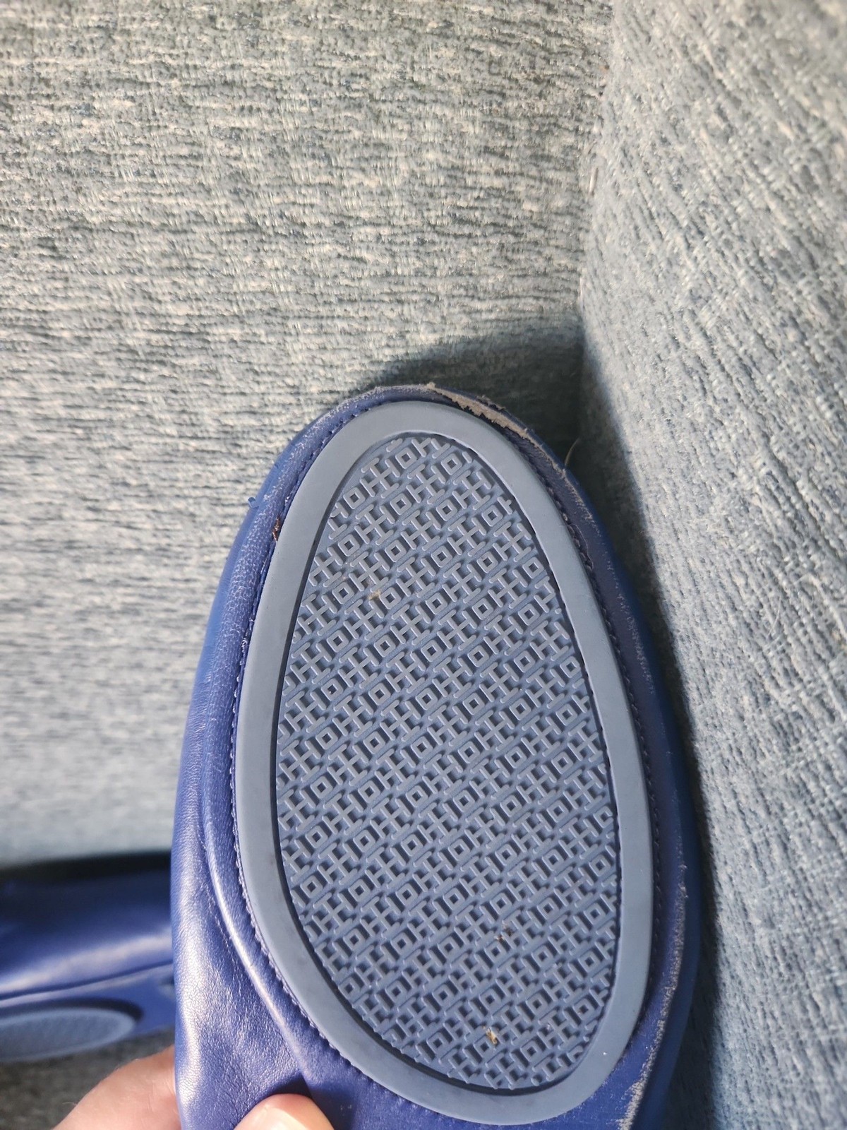 Tory Burch "Minnie" Travel Ballet Flats Dark Blue Leather Size 10 thumbnail 7