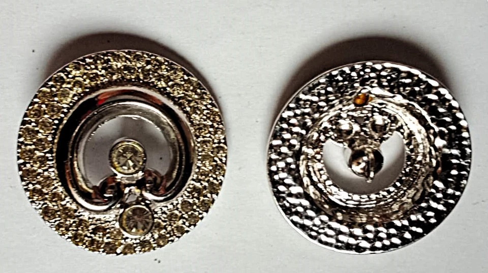  gruppo 5 * BOTTONE GIOIELLO * DE LIGUORO * strass su RODIO ARGENTO - Immagine 3 di 4