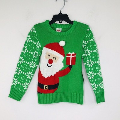 Holiday Time 18M Ugly Christmas Sweater Santa Claus Green Red NWT