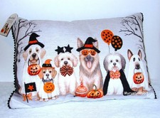 Halloween Throw Pillow - Dogs in Costumes 14x20 Embellished  New
