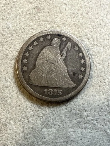 1875 Philadelphia Mint Silver Seated Liberty Quarter G Good Condition 7747