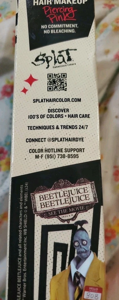 Beetlejuice SPLAT UV Brillo ROSA PERFORANTE Luz Negra Maquillaje para Cabello Color Lavado Foto 2 de 4