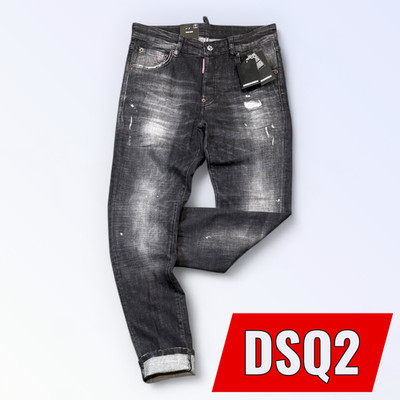 DSQ2 Men's Slim Fit Cool Guy Stretchy Ripped Washed Black Jeans Pants