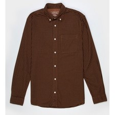 JACK  JONES Premium Men Brown Gingham Check Oxford Button Down Shirt Preppy Y2K