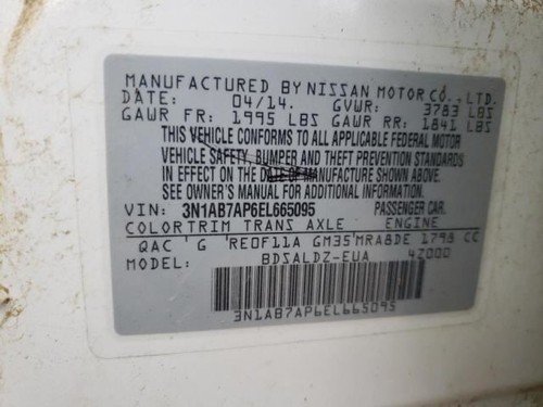 Driver Left Tail Light Lid Mounted Fits 13-15 SENTRA 432656 - Picture 10 of 12