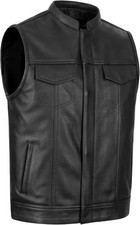 SOA Men's Leather Vest Anarchy Motorcycle Biker Club Concealed Carry Outlaws