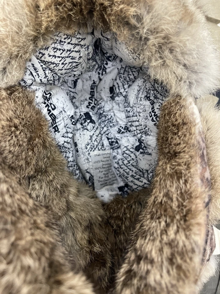 Mad Bomber Fur Trapper Hat Camo Camouflage Natural Rabbit Fur Trim Size L H68 - Image 3 of 3