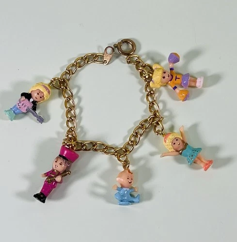 Polly Pocket Polly’s CHARM BRACELET 100% EUC Baby Cheerleader Vintage Bluebird